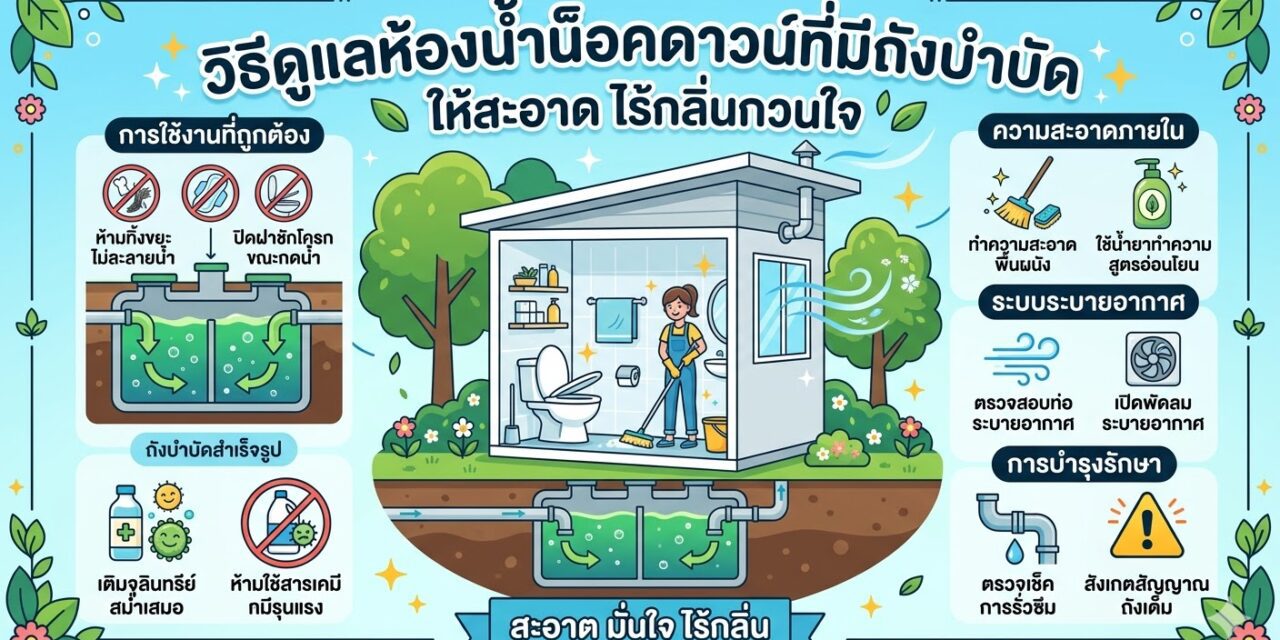 วิธีดูแลห้องน้ำน็อคดาวน์ที่มีถังบำบัด ให้สะอาด ไร้กลิ่นกวนใจ
