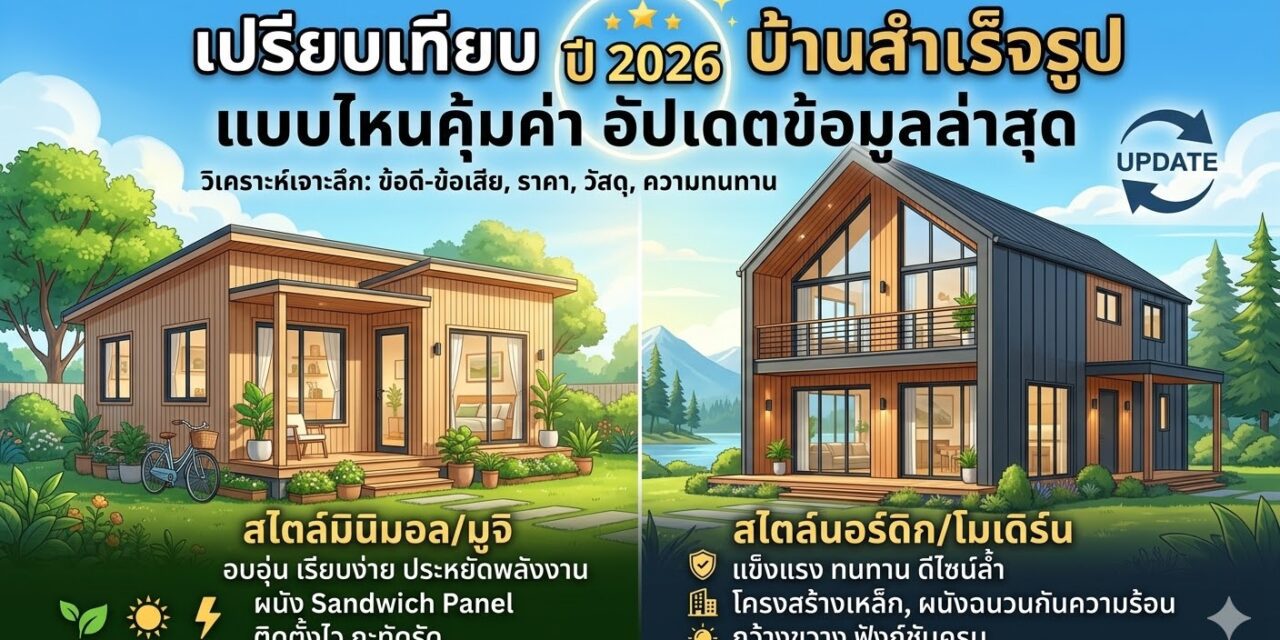 เปรียบเทียบ บ้านสำเร็จรูป ปี 2026 แบบไหนคุ้มค่า อัปเดตข้อมูลล่าสุด